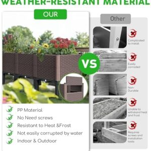 47x15x19in Raised Garden Beds Outdoor, Polypropylene Elevated Planter Boxes Outdoor for Vegetables, Flowers, Herbs, Garden Box with Drain Outlet, Heat and Frost Resistance Planters, 330lb Capacity - Image 3