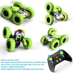 Threeking RC Stunt Cars Remote Control Car Double-Sided Driving 360-degree Flips Rotating Car Toy, Green - Image 6