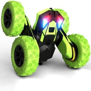 Threeking RC Stunt Cars Remote Control Car Double-Sided Driving 360-degree Flips Rotating Car Toy, Green - Image 9