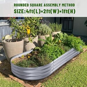 Land Guard 2Pcs Galvanized Raised Garden Bed Kit, Galvanized Planter Oval Large Metal Raised Garden Boxes Outdoor for Vegetables - Image 2