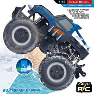 Threeking 1:16 Waterproof Monster Truck Pickup Toys RC Cars Remote Control Car Truck Toys 4WD All Terrain Off-Road Car Toy Gifts Presents 6 7 8 9 10 11 12 Year Old Kids Boys Girls Toys - Image 5